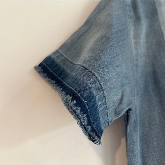 NWT DL1961 Blue Coast Denim Dress – Two-Tone Short Sleeve, Girls Size Small - Picture 4 of 7